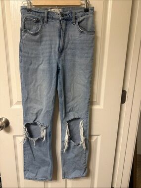 Abercrombie & Fitch Light Wash Straight-Leg Ripped Jeans